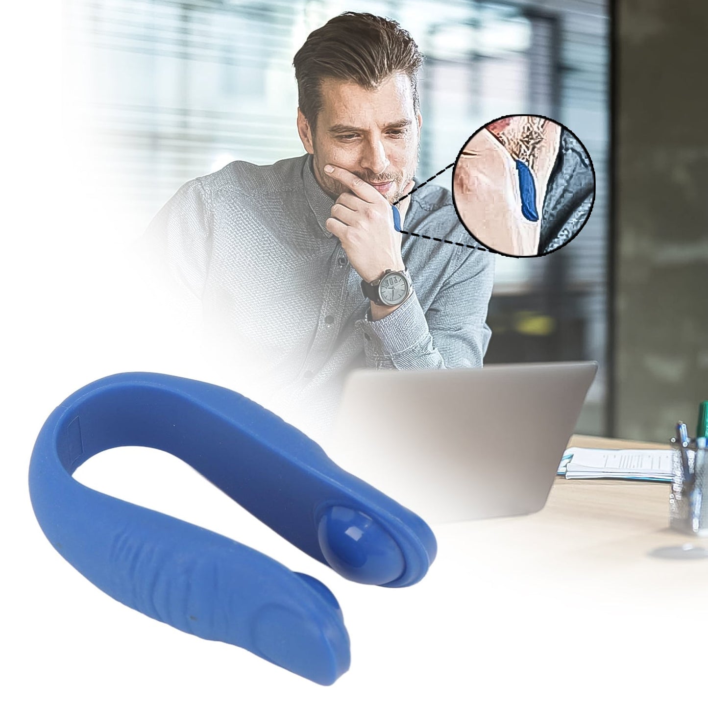 Side profile of the compact and discreet Acupressure Clip.