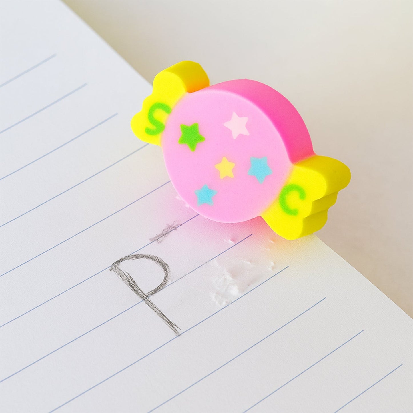 Candy motif pencil set with fun accessories for school use