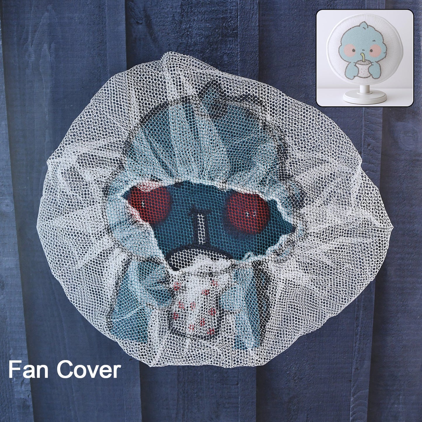 Snug fit fabric mesh fan cover protecting fan blades