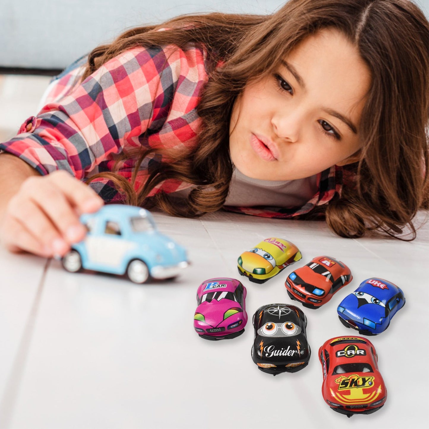 Mini pull back toys in dynamic motion, ready for racing fun.