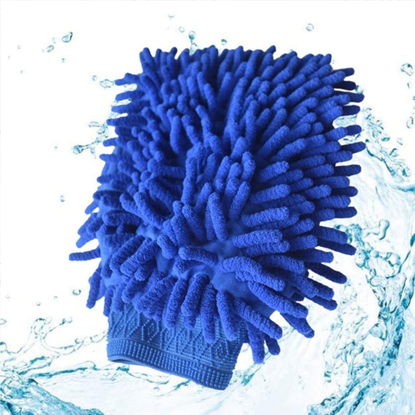Microfiber wash mitt effectively cleaning a car wheel rim.