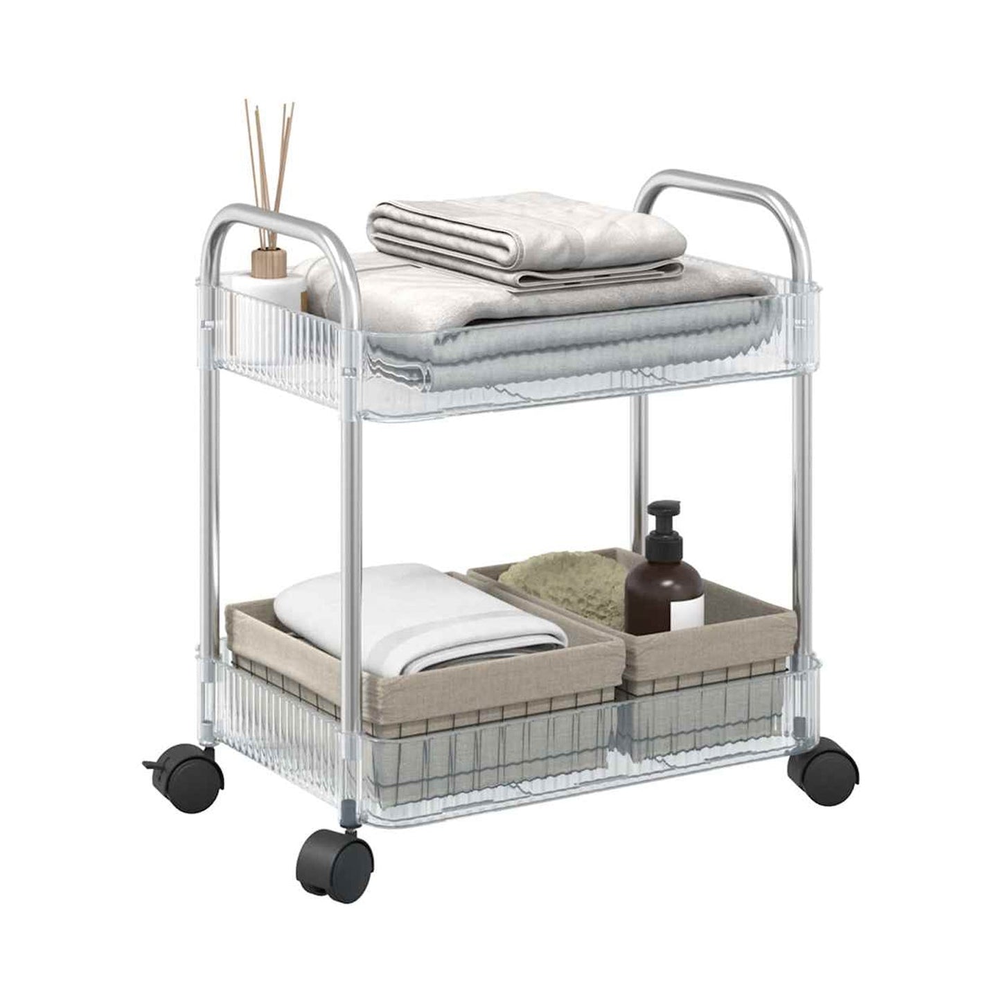 Organized storage trolley with two layers for daily essentials and snacks