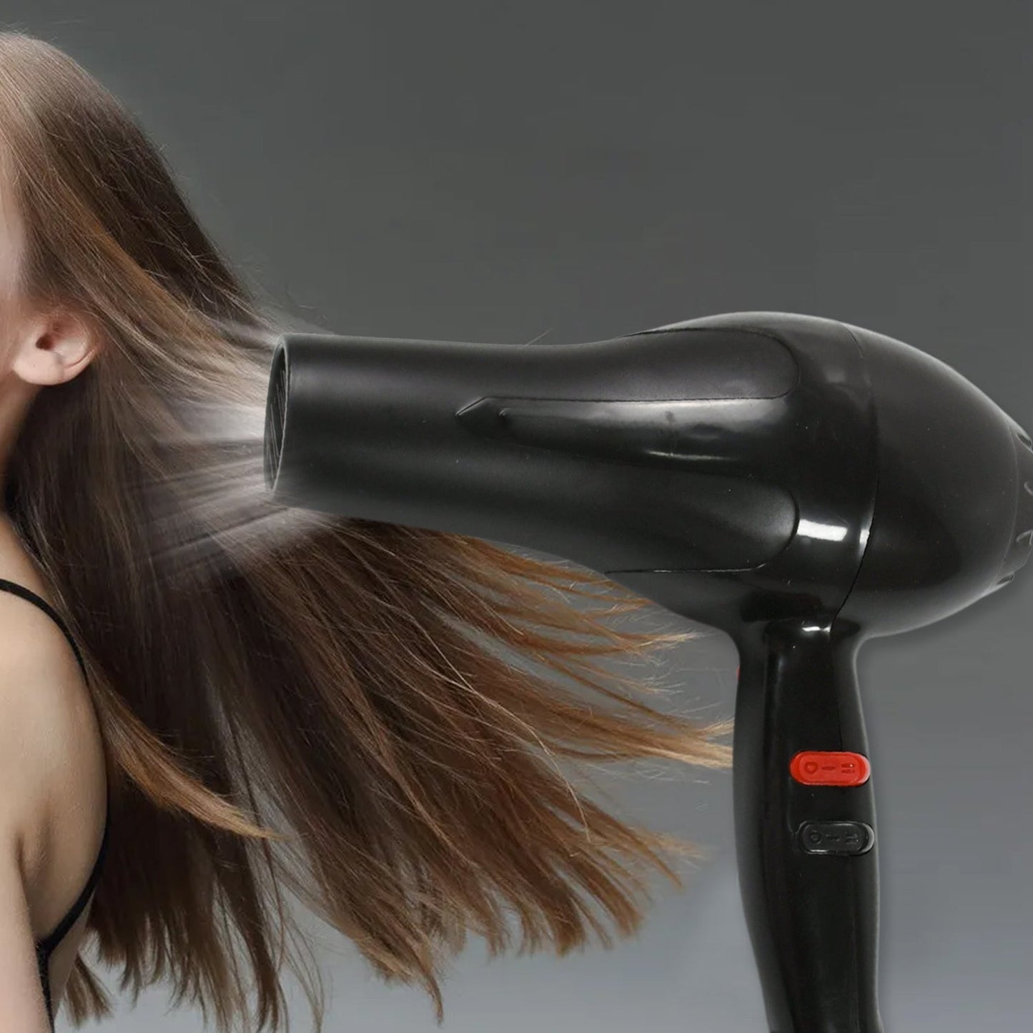 Professional hair dryer with 1800W power and sleek design.