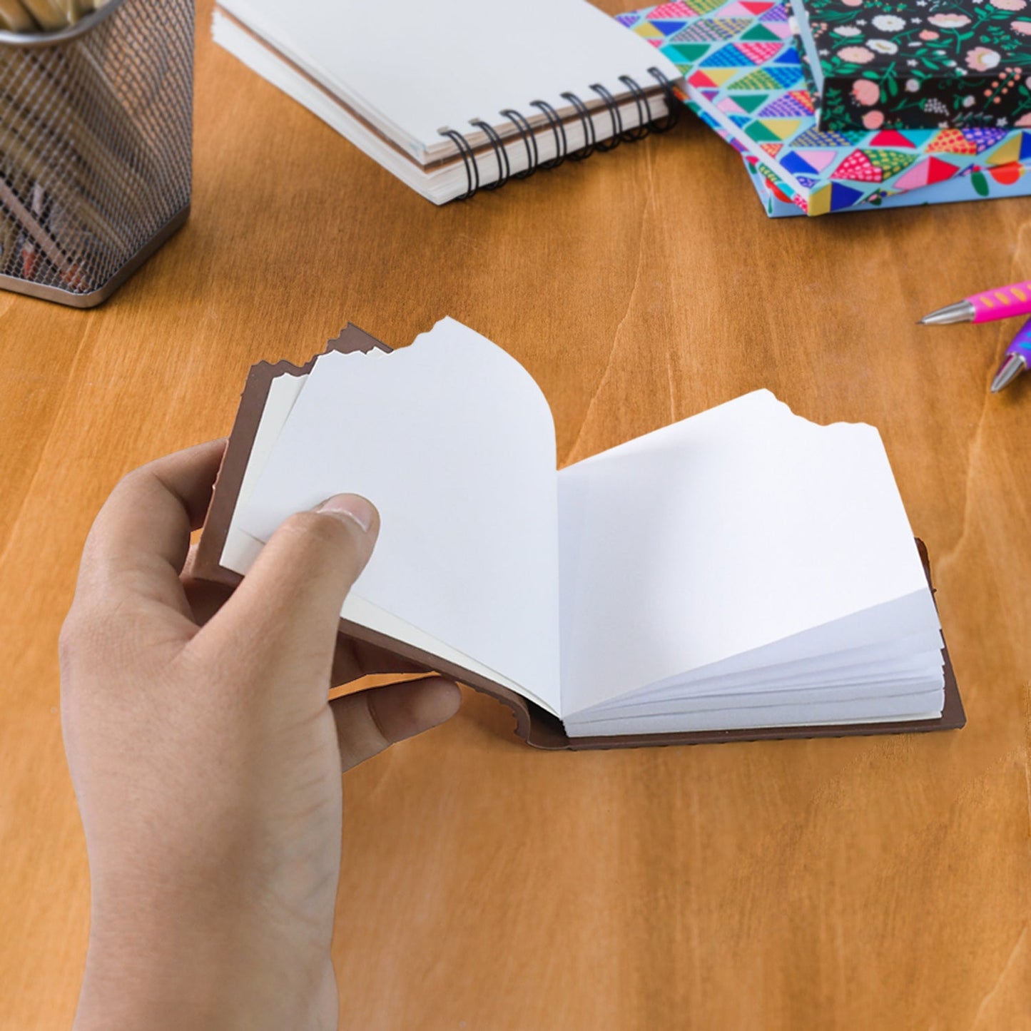 Group of Chocolate Diary Notebooks showcasing different angles and details.