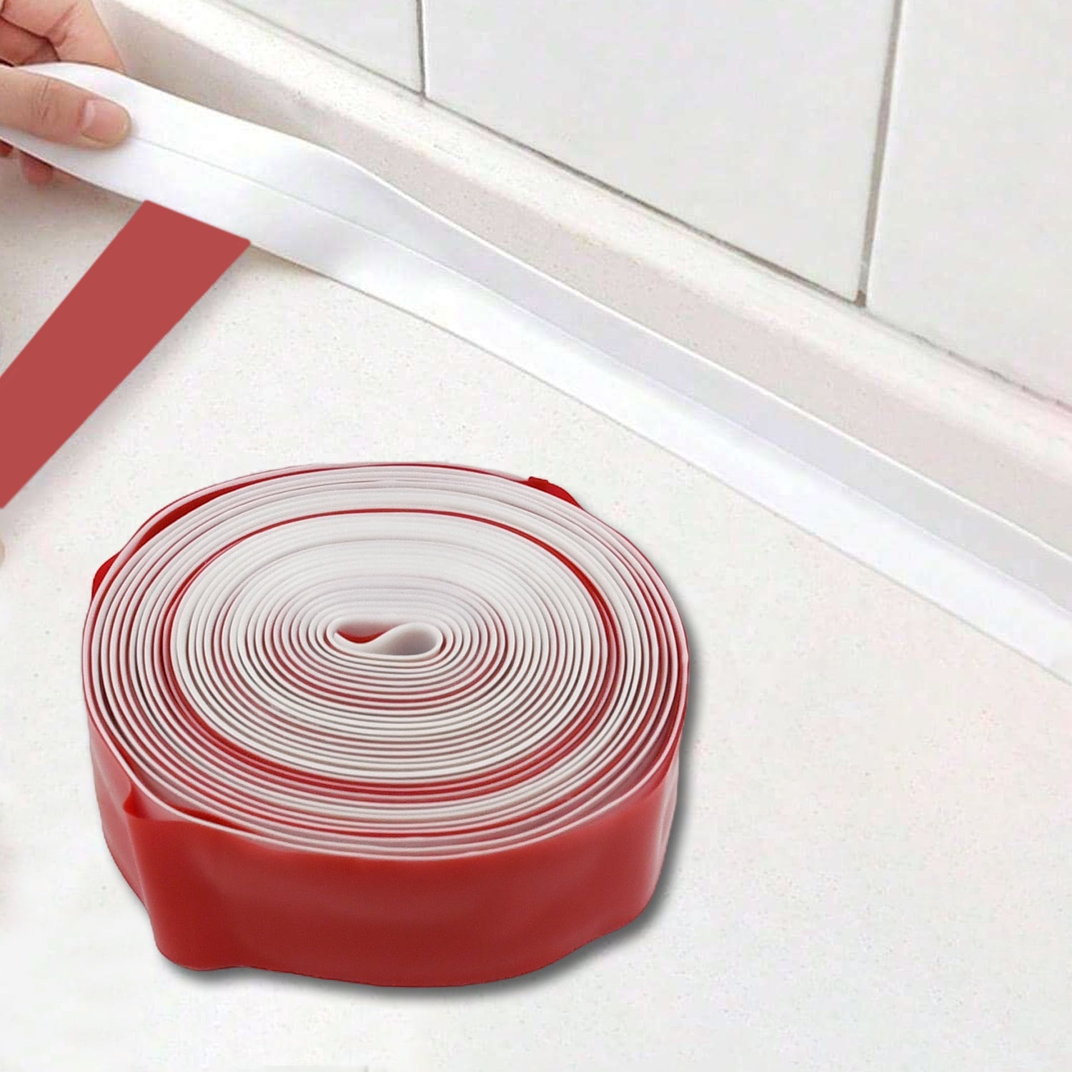 Waterproof Kitchen Sealing Tape applied around a sink for a clean finish.