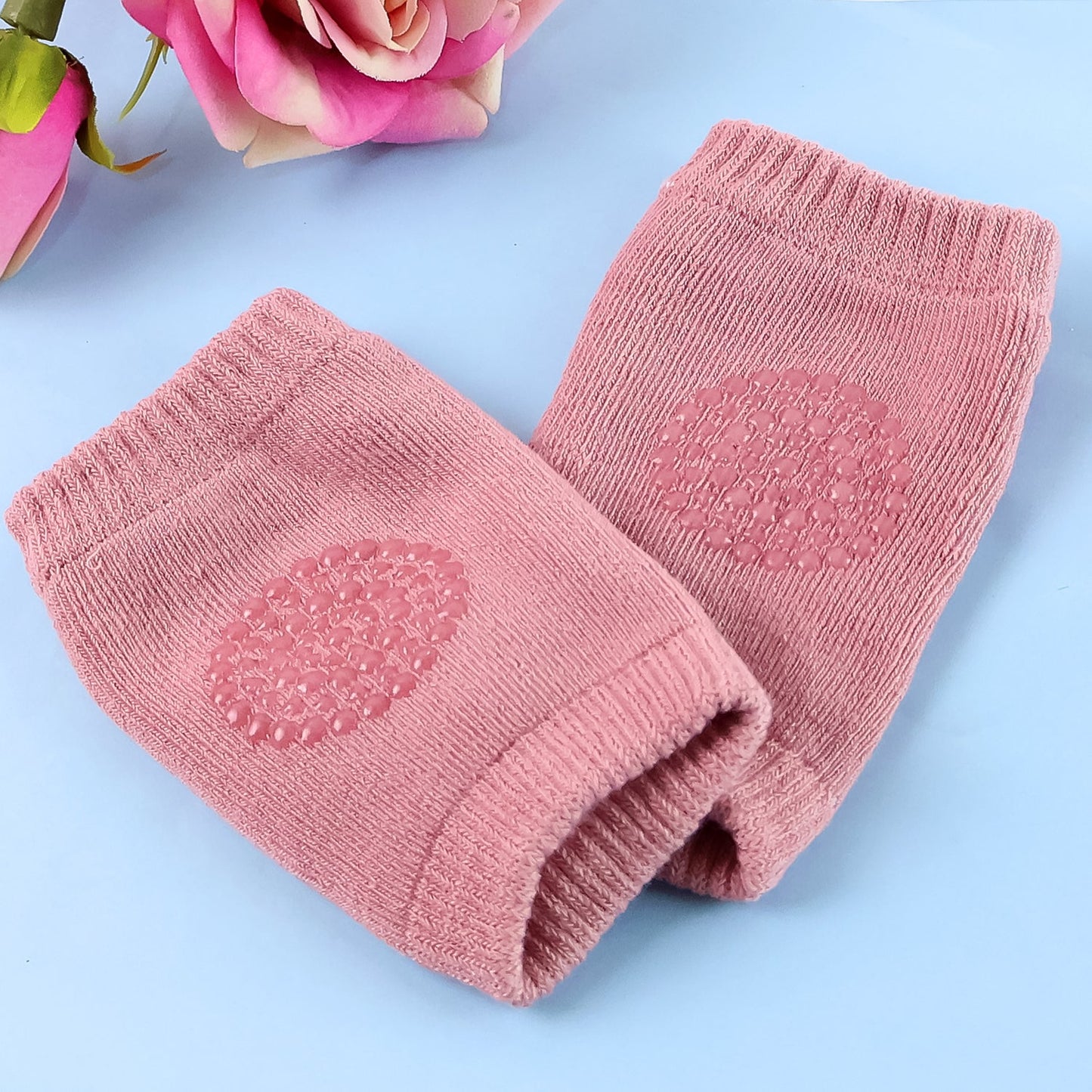 Stretchable pink wool knee protectors leg warmers for toddlers