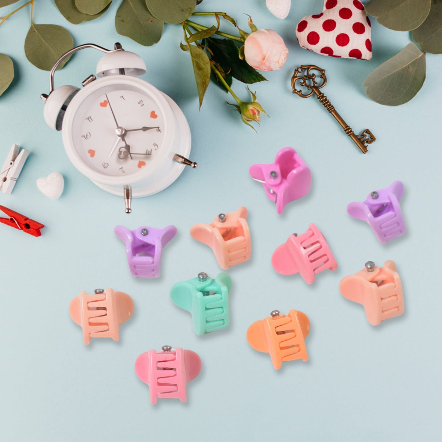 Overhead shot of the complete 22-piece kids hair accessories set.