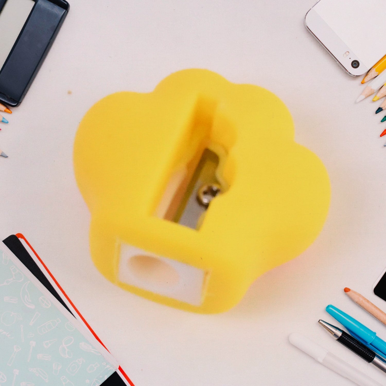 Portable pencil sharpener and eraser combo ideal for children’s use