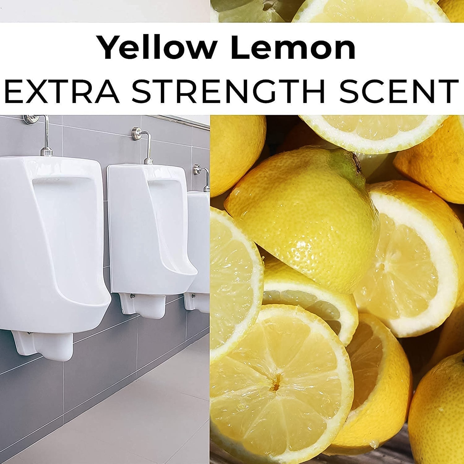 Scented urinal mat embedded with fresh citrus fragrance for commercial restroom odor control.