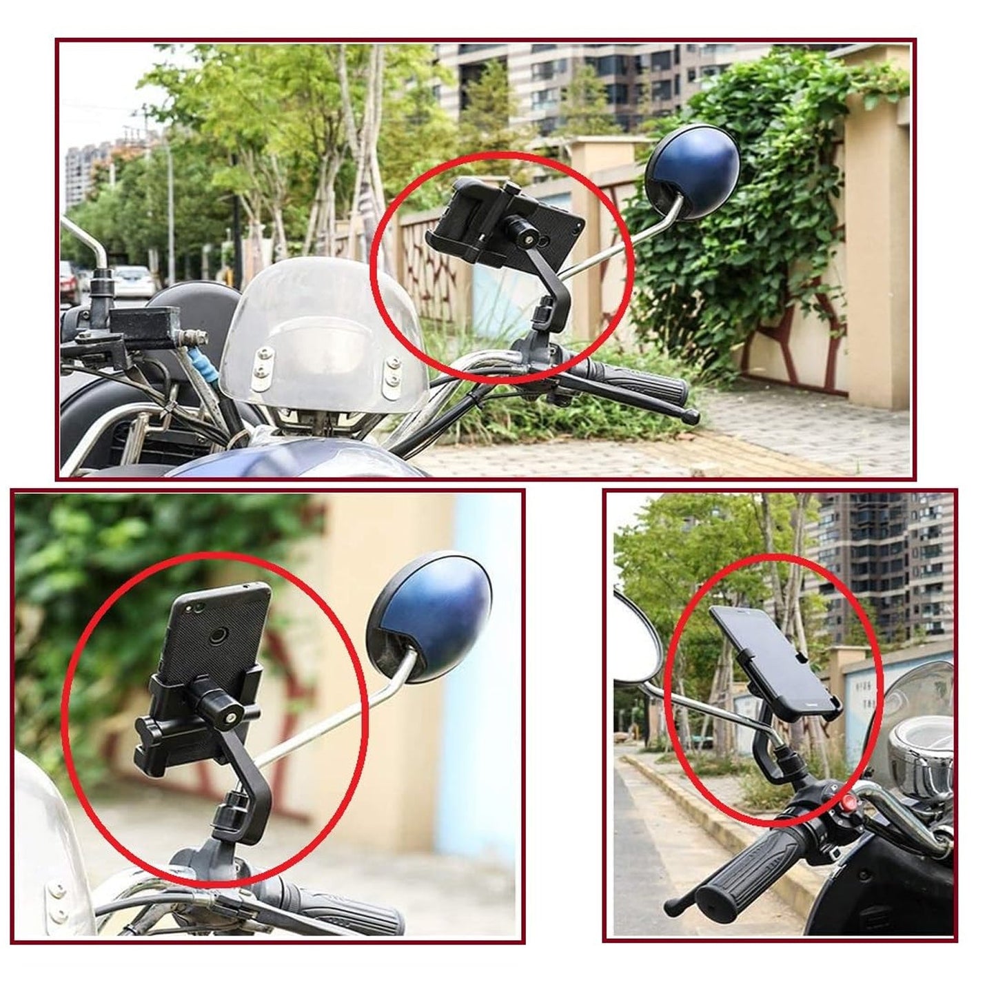 Front view of the universal bike phone mount, showcasing its sturdy grip.
