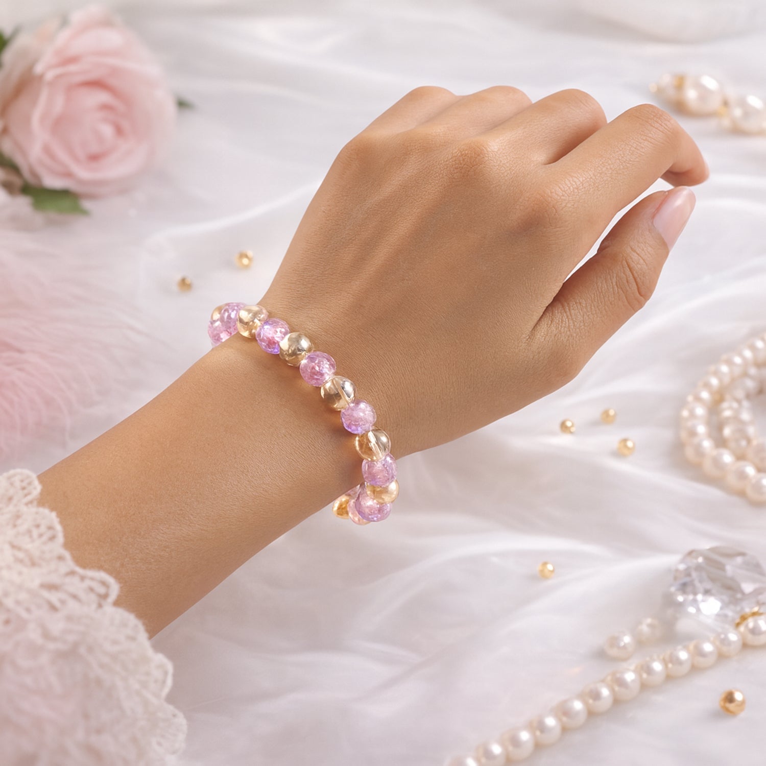 Elegant stretch bracelet styled to complement casual and festive wear