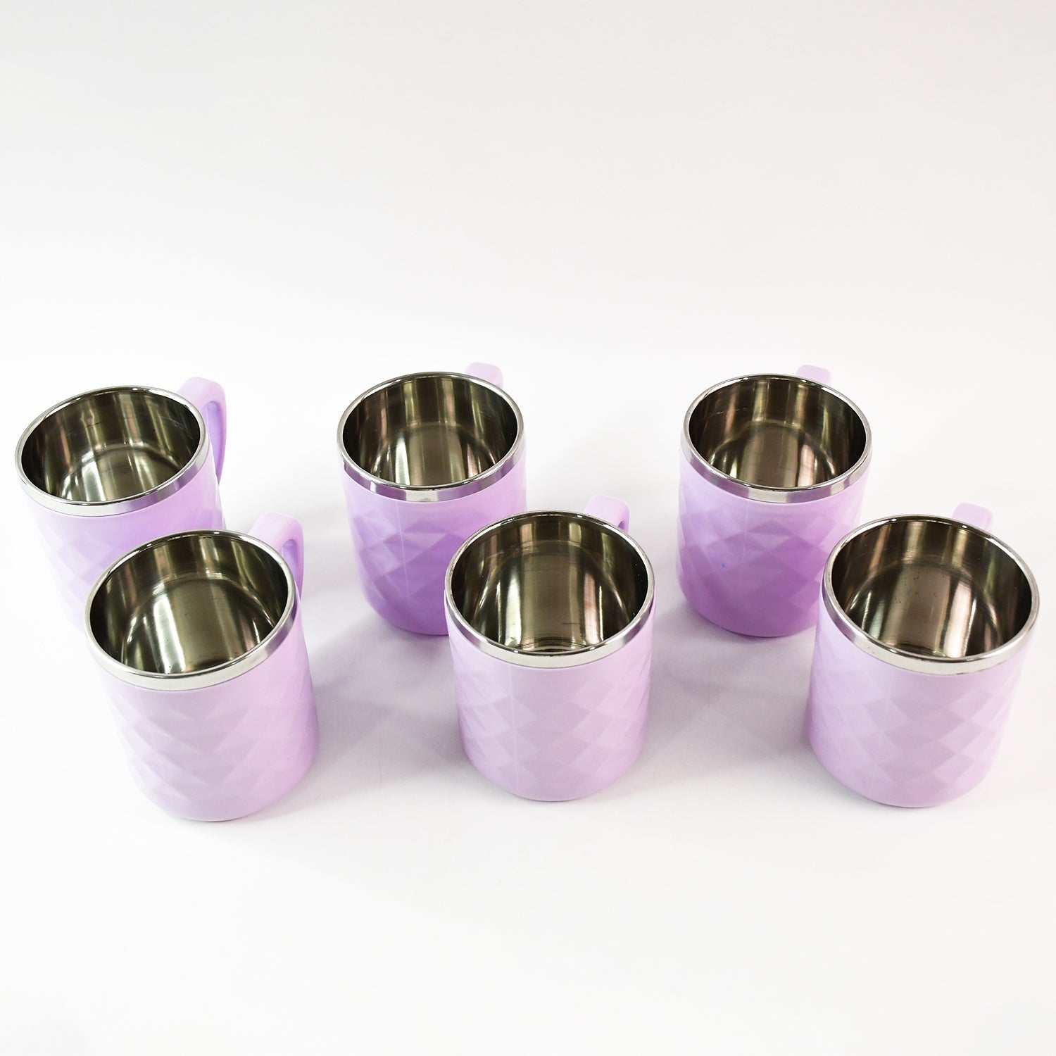 Daily use 200 ml stainless steel tea cup with textured pastel exterior