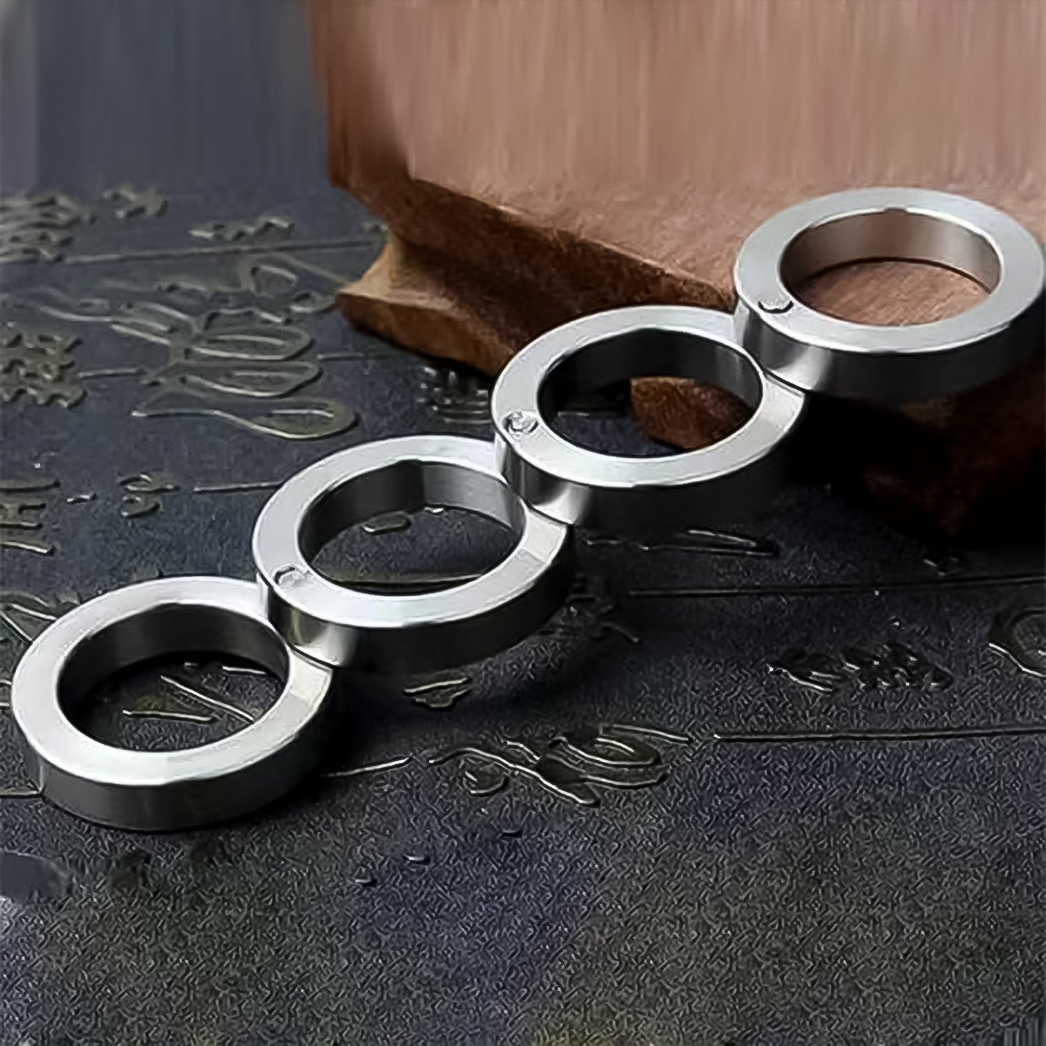 Durable stainless steel anxiety relief ring, showcasing its robust build and elegant finish.