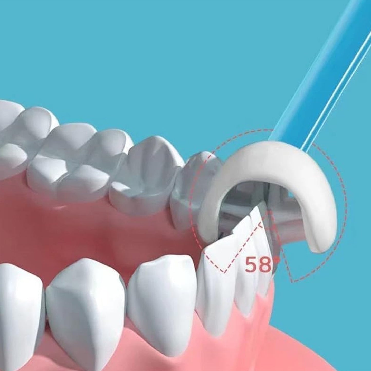 The unique inverted silicone head of the kids 3-sided toothbrush, showing its gentle design.