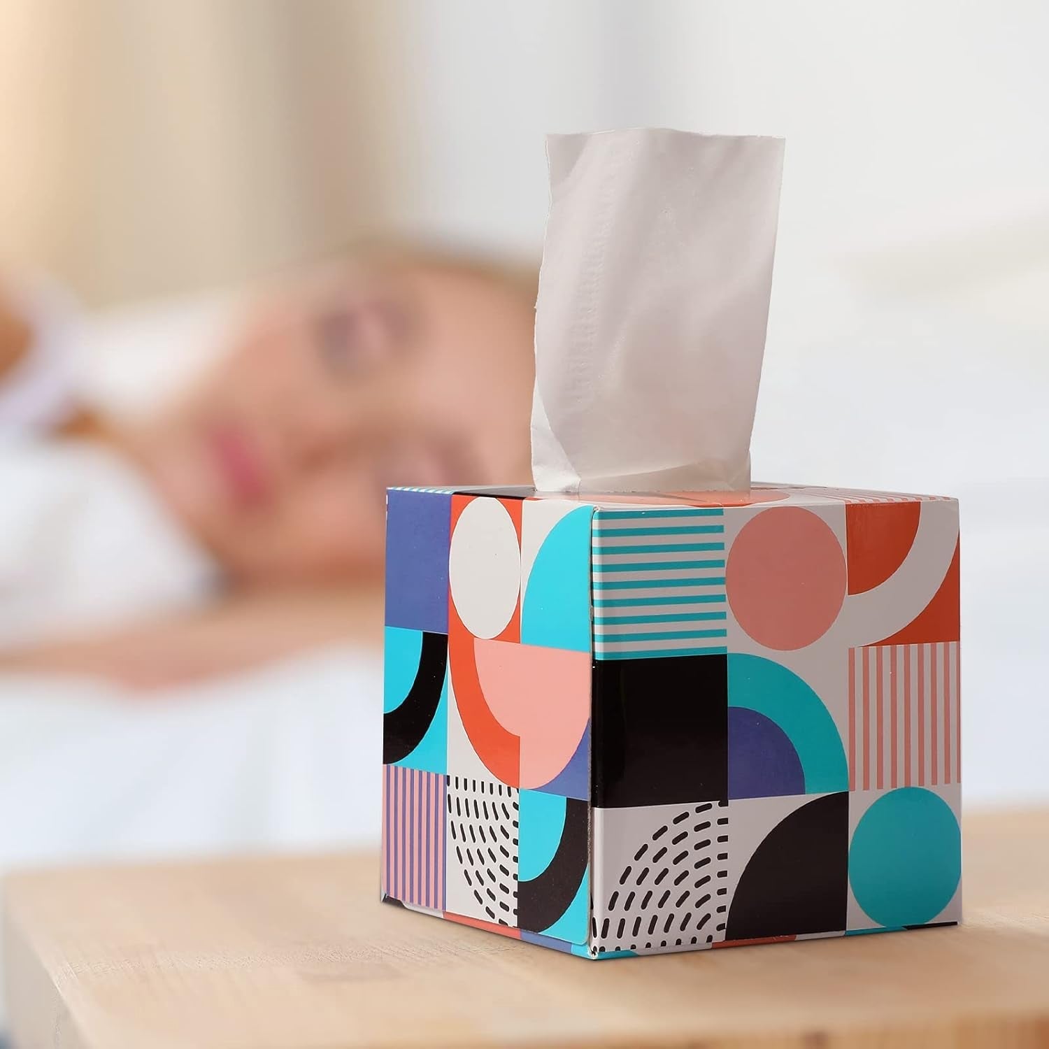Neutral alternative alt text for tissue cube box image
