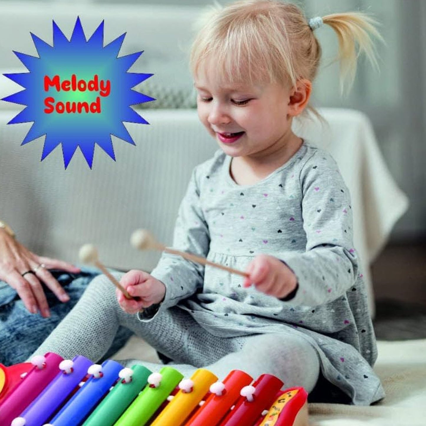 Brightly colored kids xylophone musical instrument promoting early learning