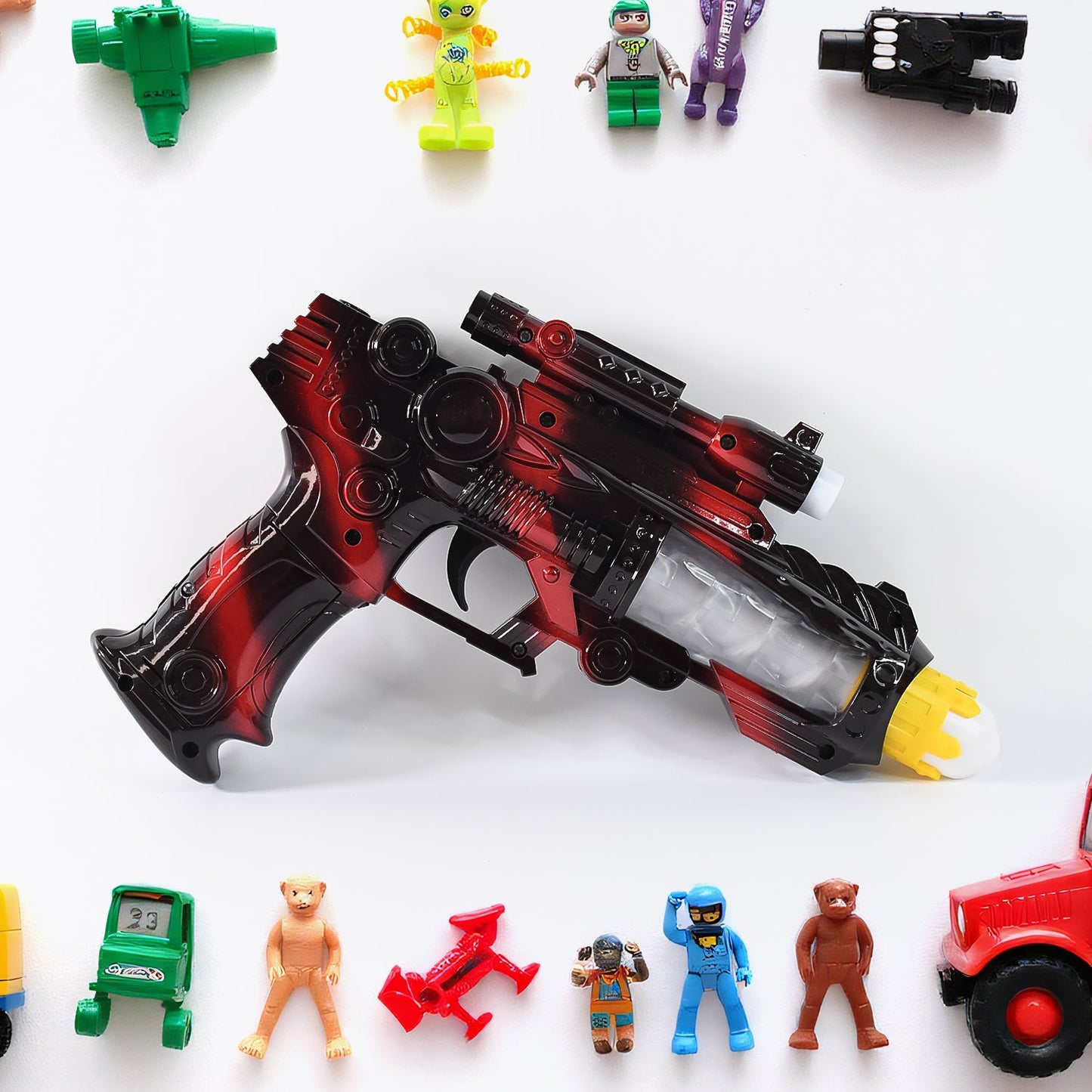 Toy blaster featuring bright LED lights for interactive play