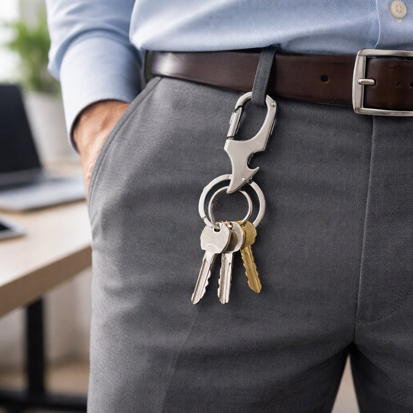 Durable metal keychain with dual rings for organization