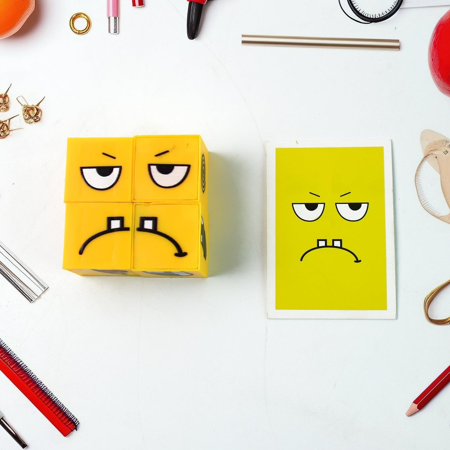 Educational face expression matching puzzle game cube set for children