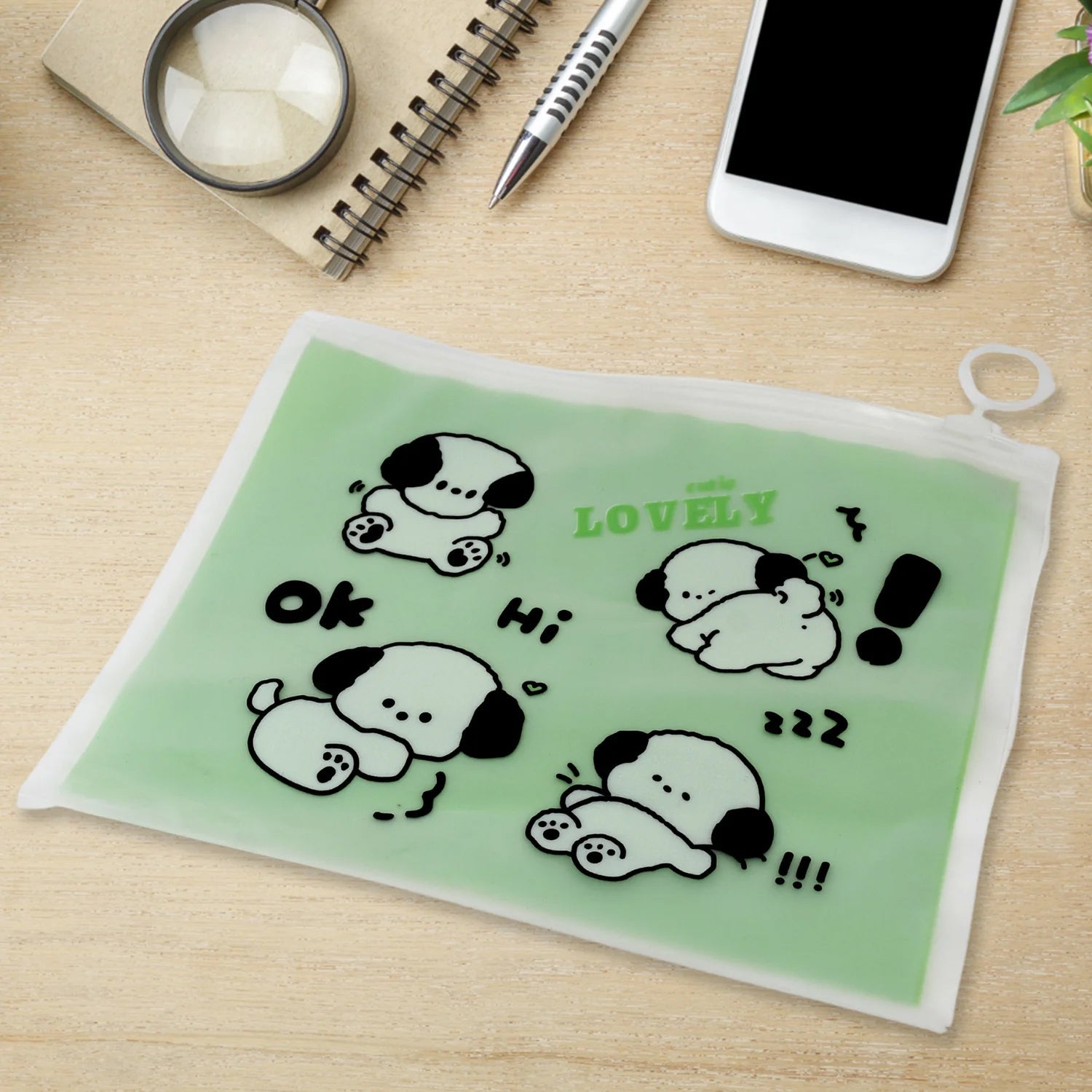 Organized study essentials in a cute cartoon zipper pouch