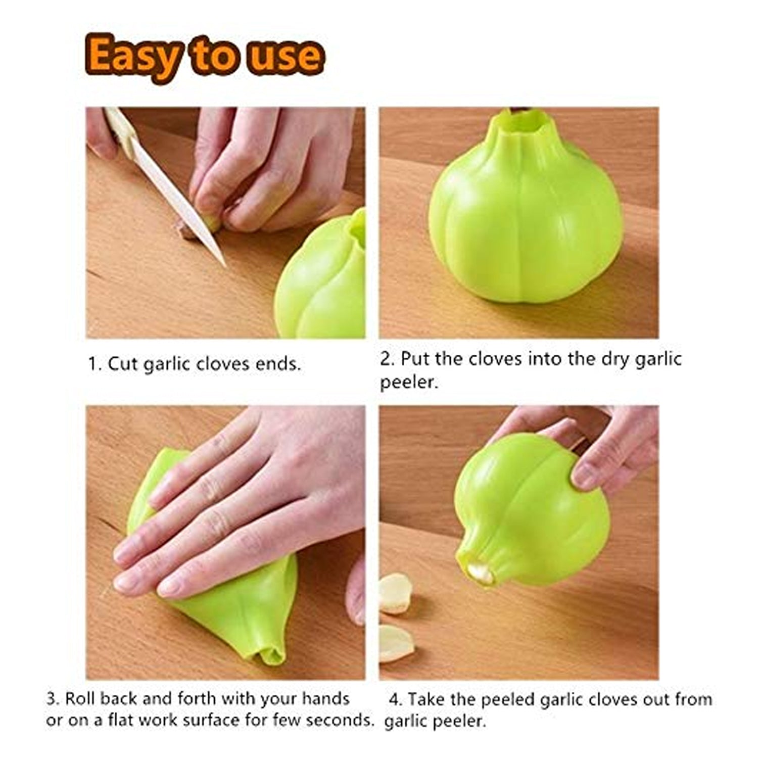 Flexible silicone garlic peeler in use, showcasing its ergonomic design.