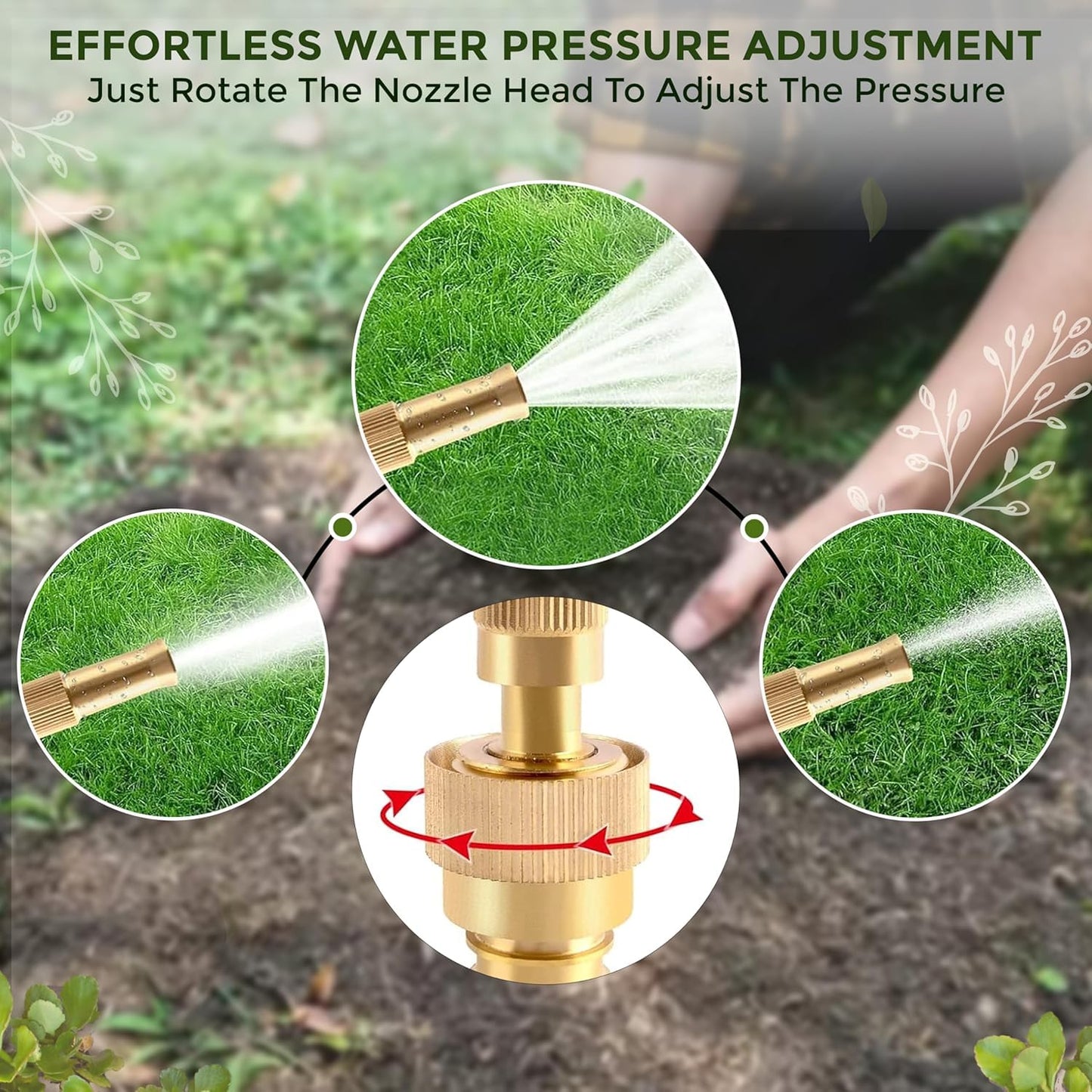 Outdoor brass garden hose sprayer with leak-proof connection