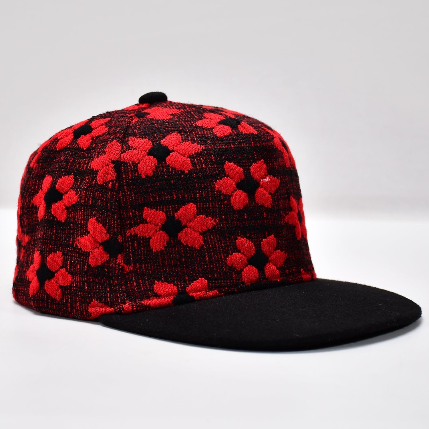 Overhead shot of a classic Hip Hop Snapback Hat, emphasizing its structured crown and vibrant design.