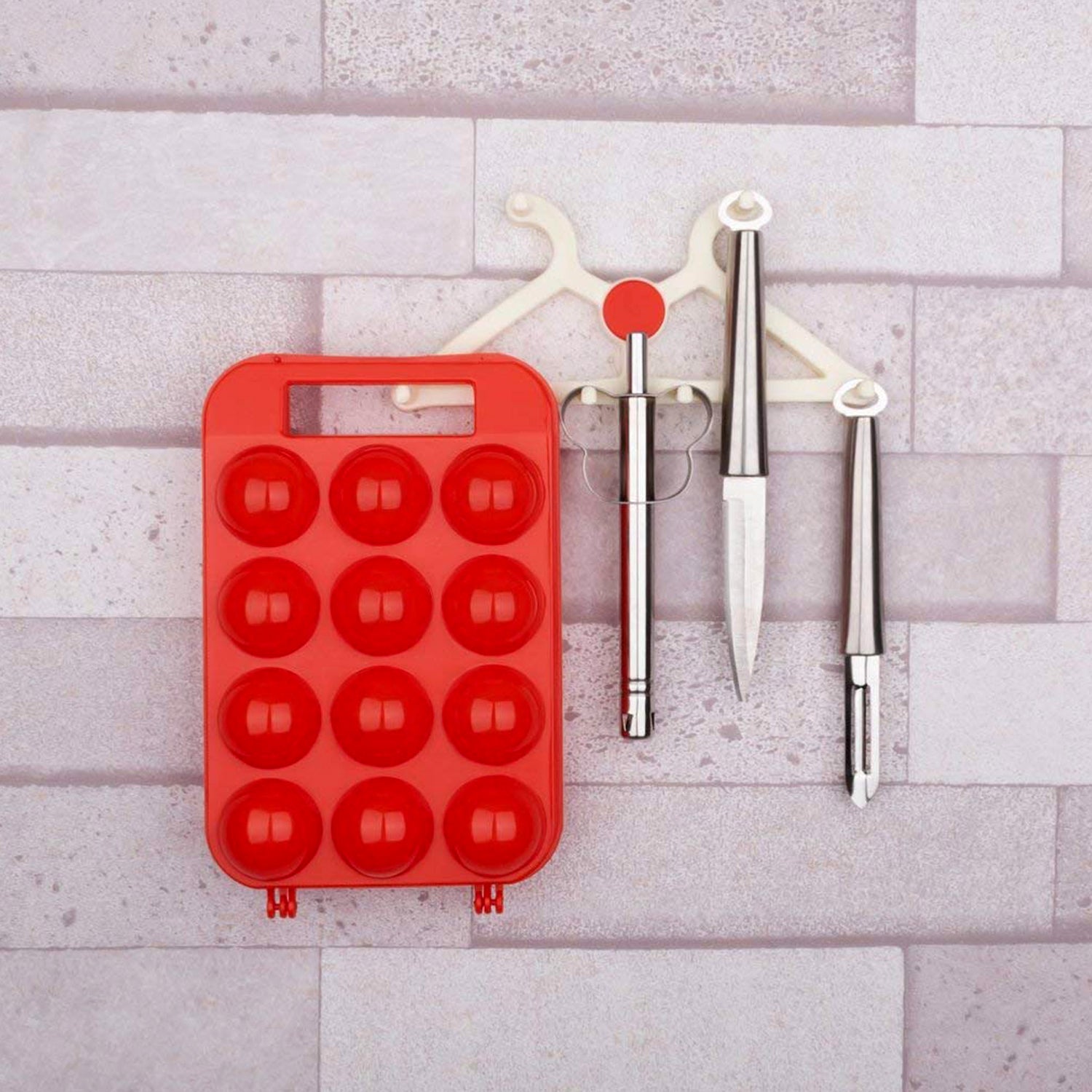 Compact plastic egg carrier, ideal for fridge or picnic use.