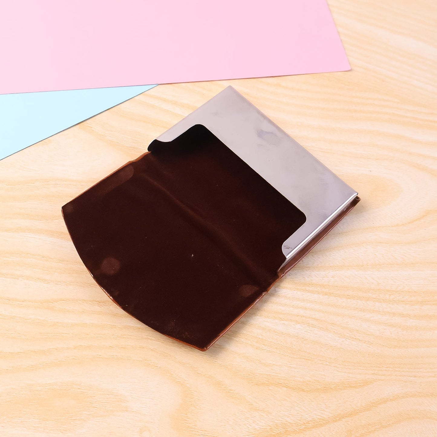 Slim leather card wallet designed for office and professional use