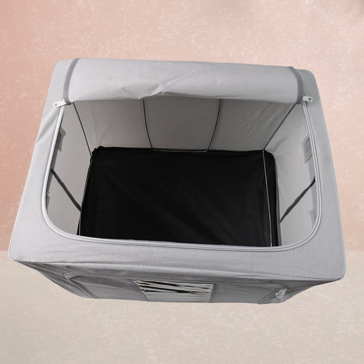 Durable oxford fabric storage box with window and strong metal frame