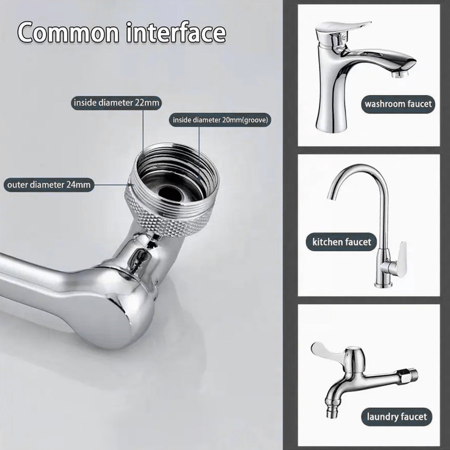 Detail of the rotating faucet sprayer showing its double O-ring design.