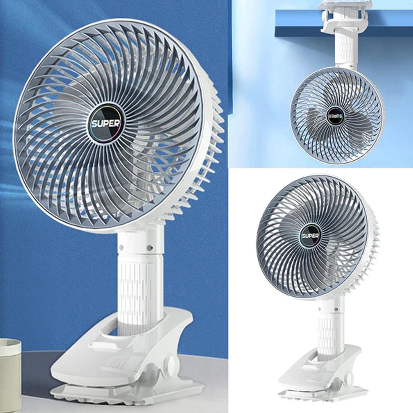 USB fan placed on desk stand for convenient airflow