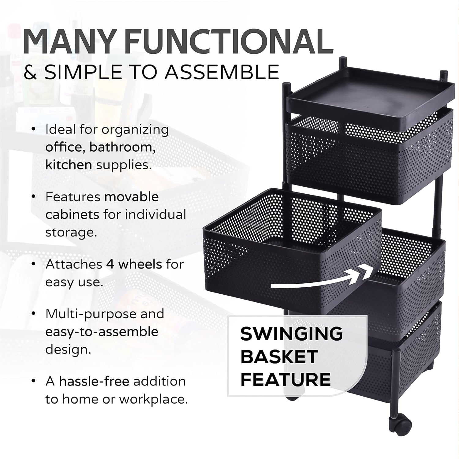 High-quality metal kitchen trolley easy to move and maintain