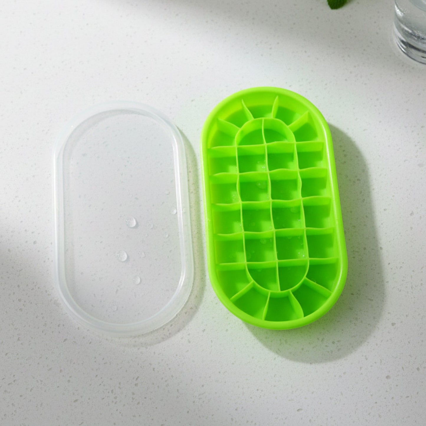 Reusable silicone oval ice tray for kitchen and bar use