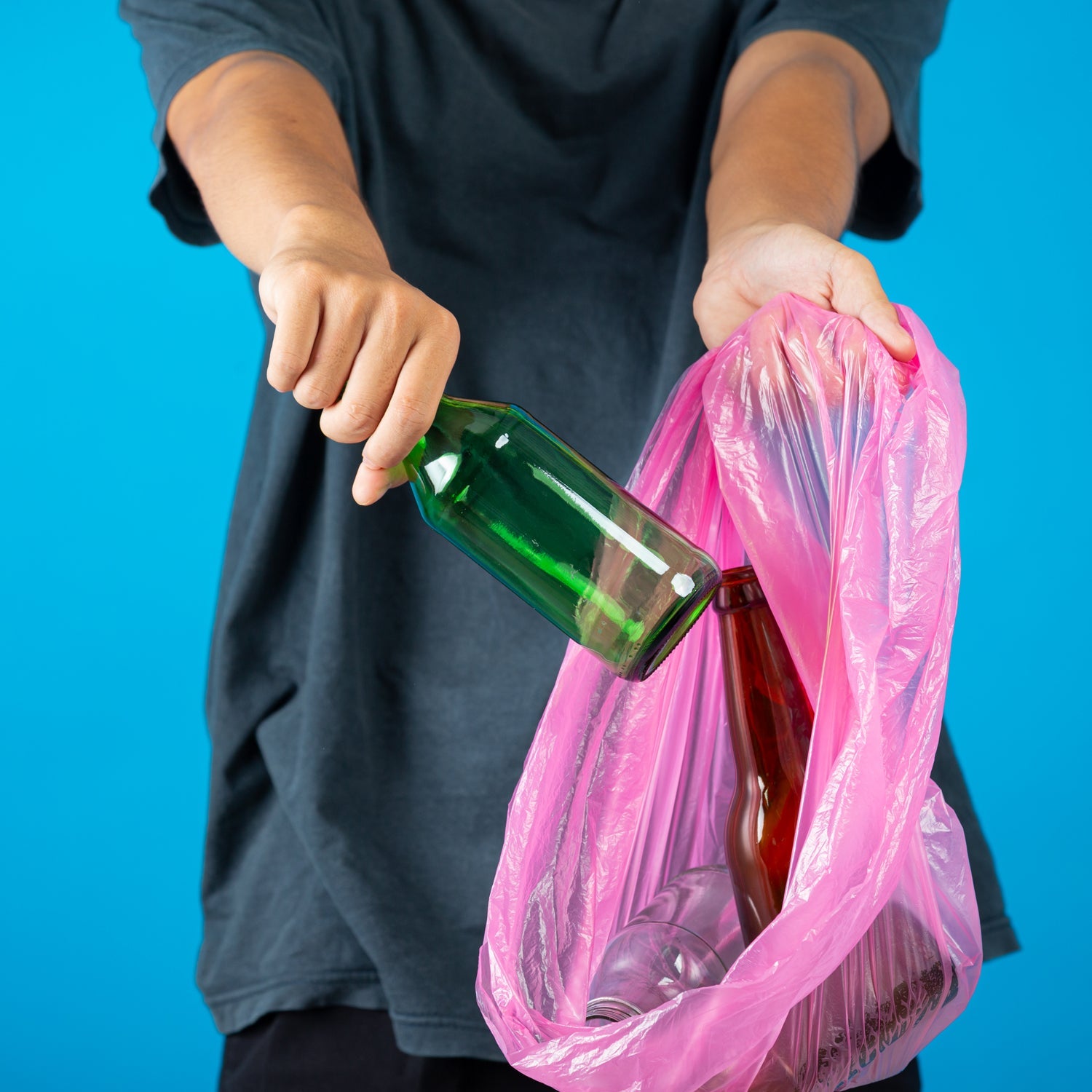 Stacked biodegradable garbage bag rolls neatly arranged for storage and easy use
