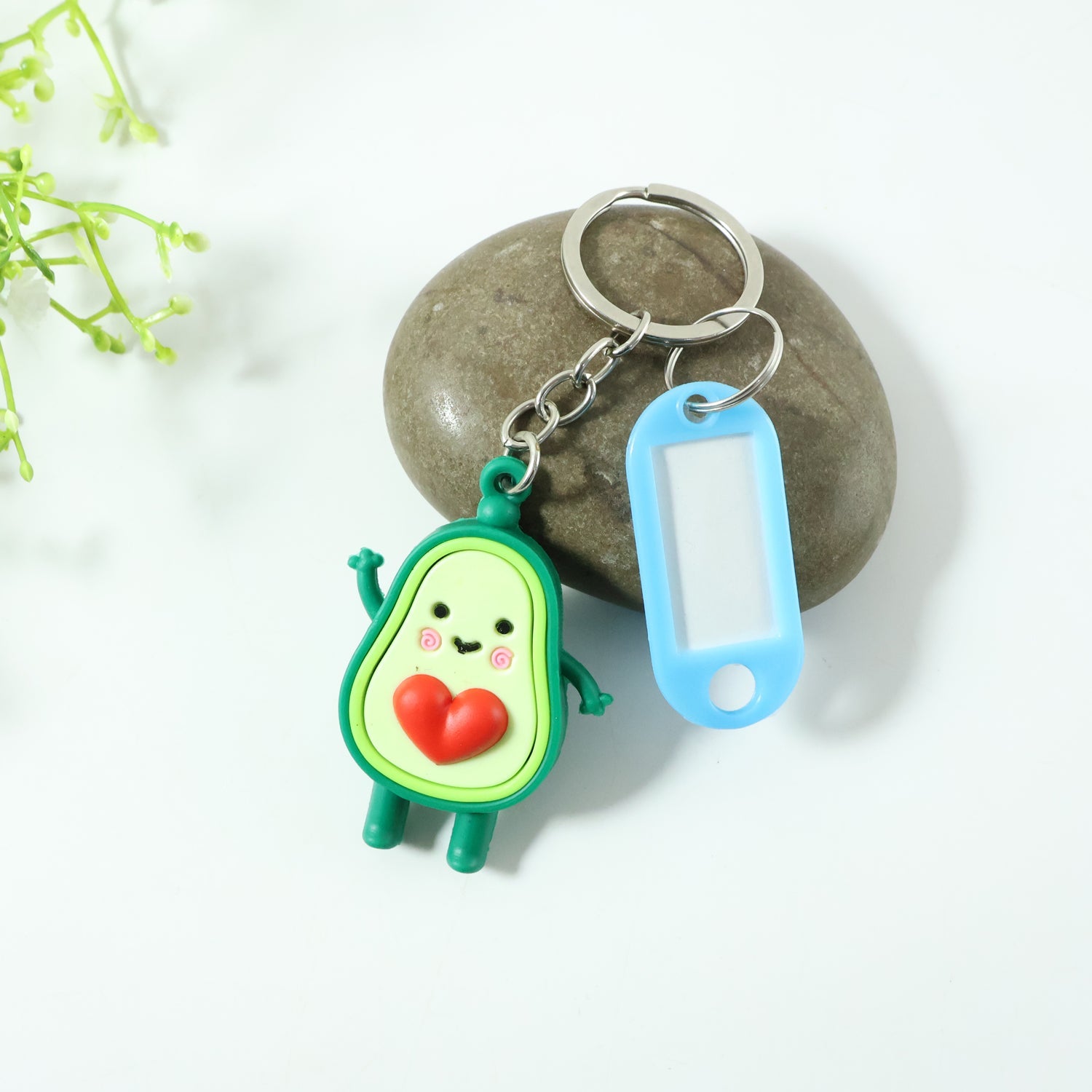 Avocado cartoon keychain with heart design ideal for school bags and travel