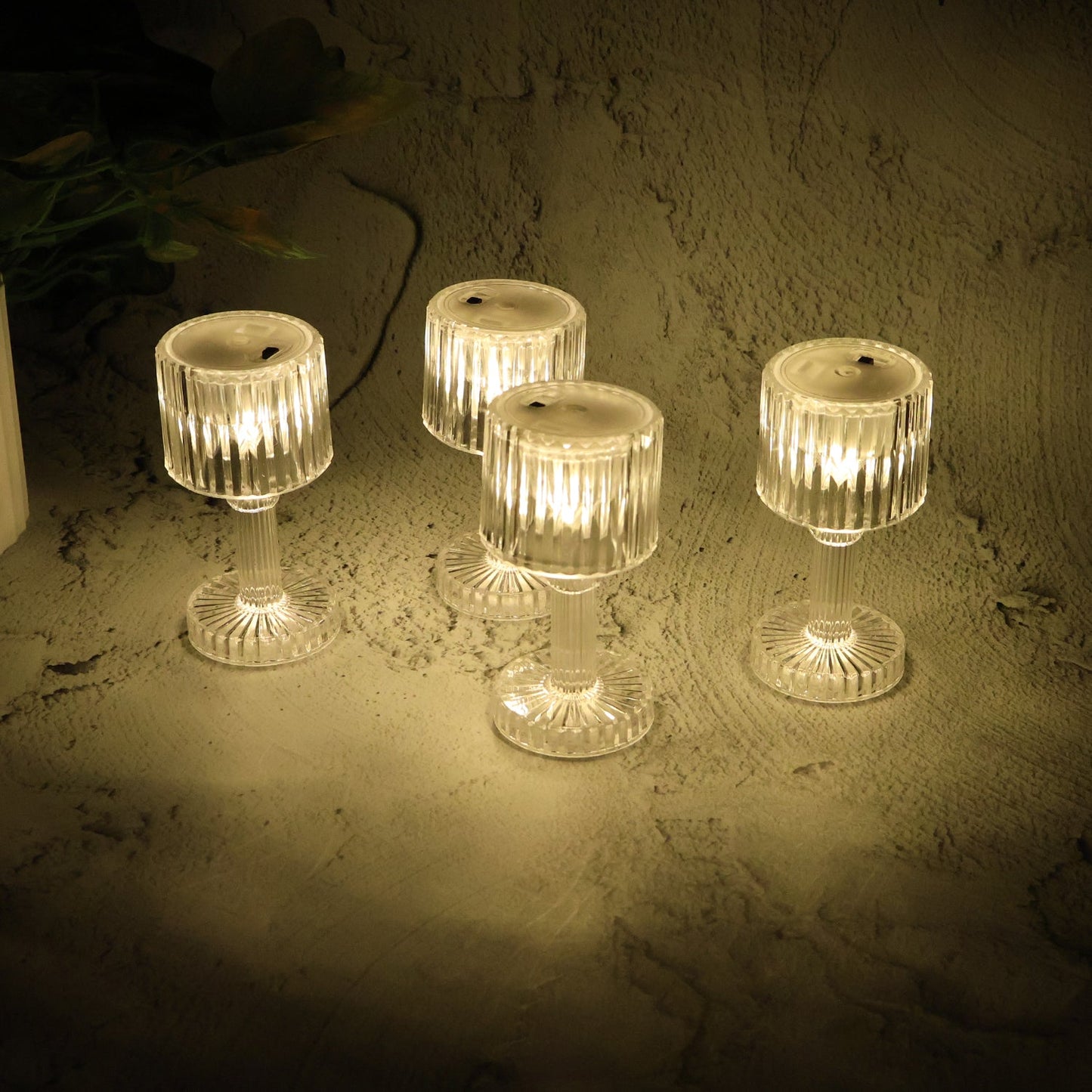 Four-piece set of elegant LED crystal-effect mini table lamps