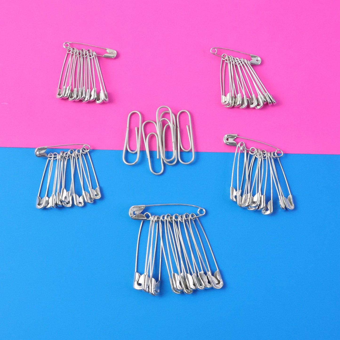 Single metal safety pin with smooth finish for fabric fastening
