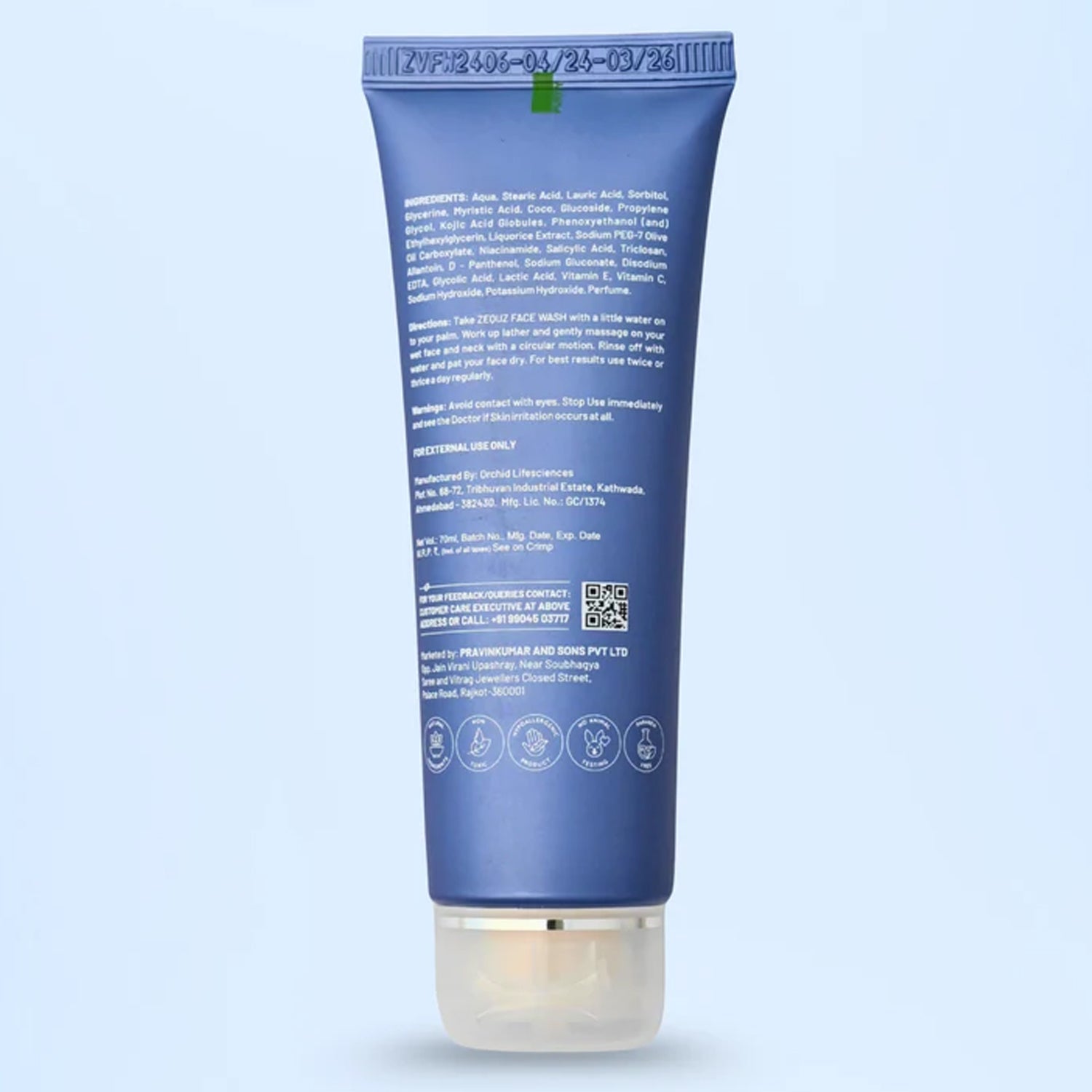 Demonstration of applying Vitamin C brightening face wash on skin