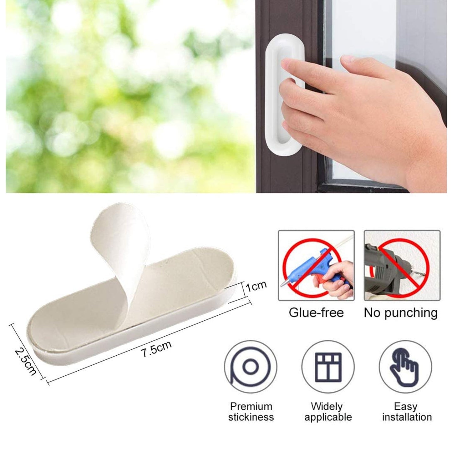 Multiple self stick push pull helper handles mounted on wardrobe sliding doors