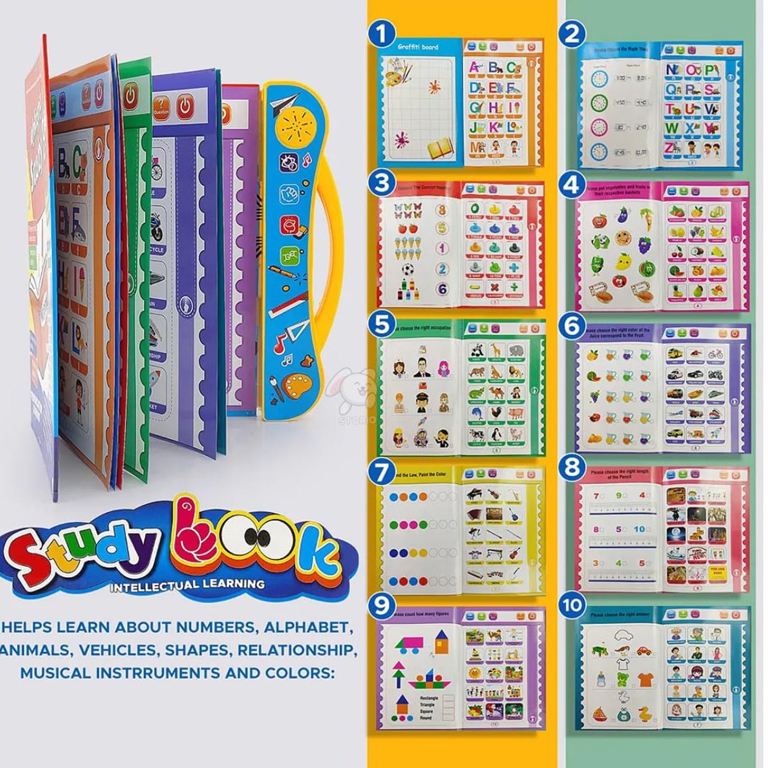 Learning book set for toddlers with phonics sound features