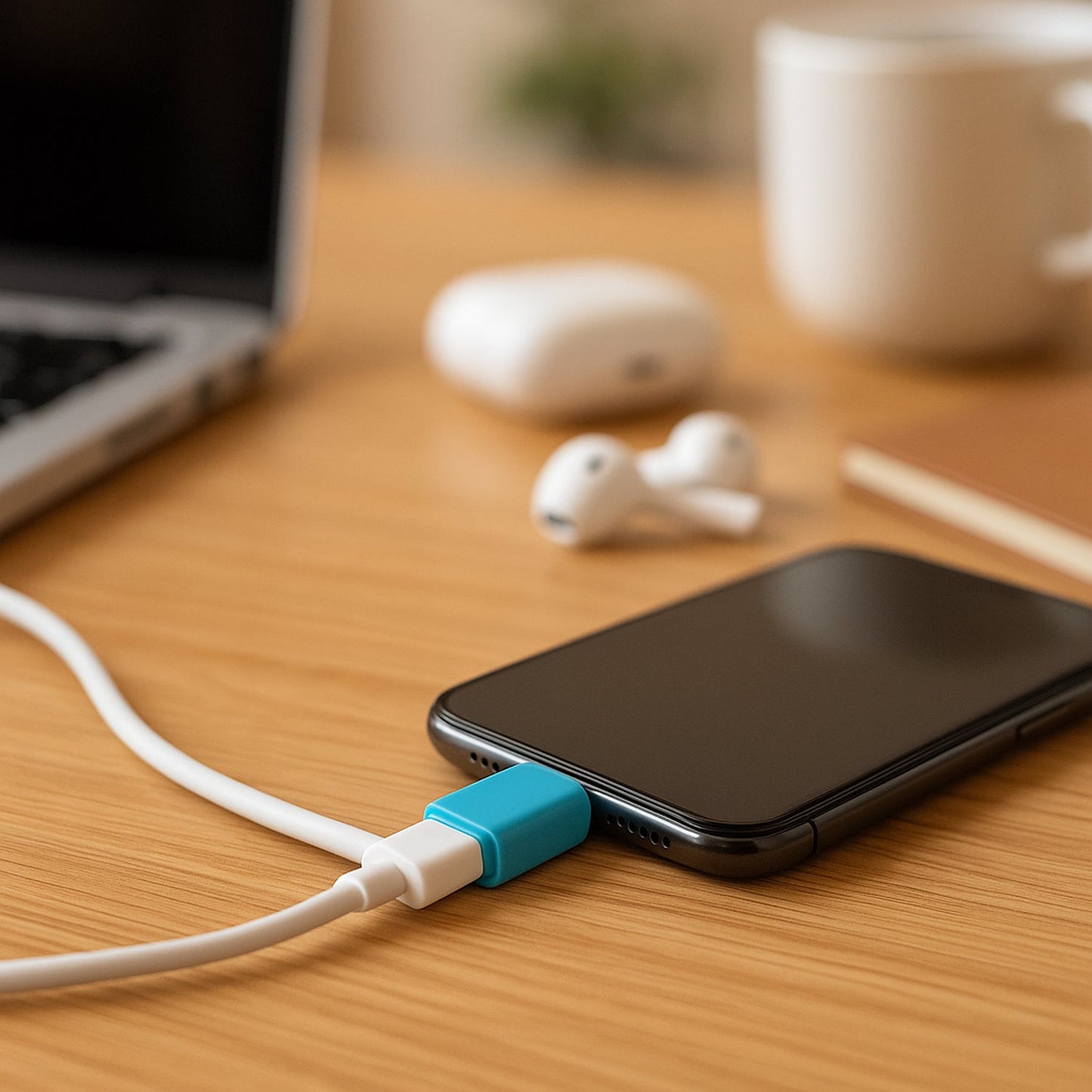 Side view of the compact USB OTG adapter, highlighting its portable design.