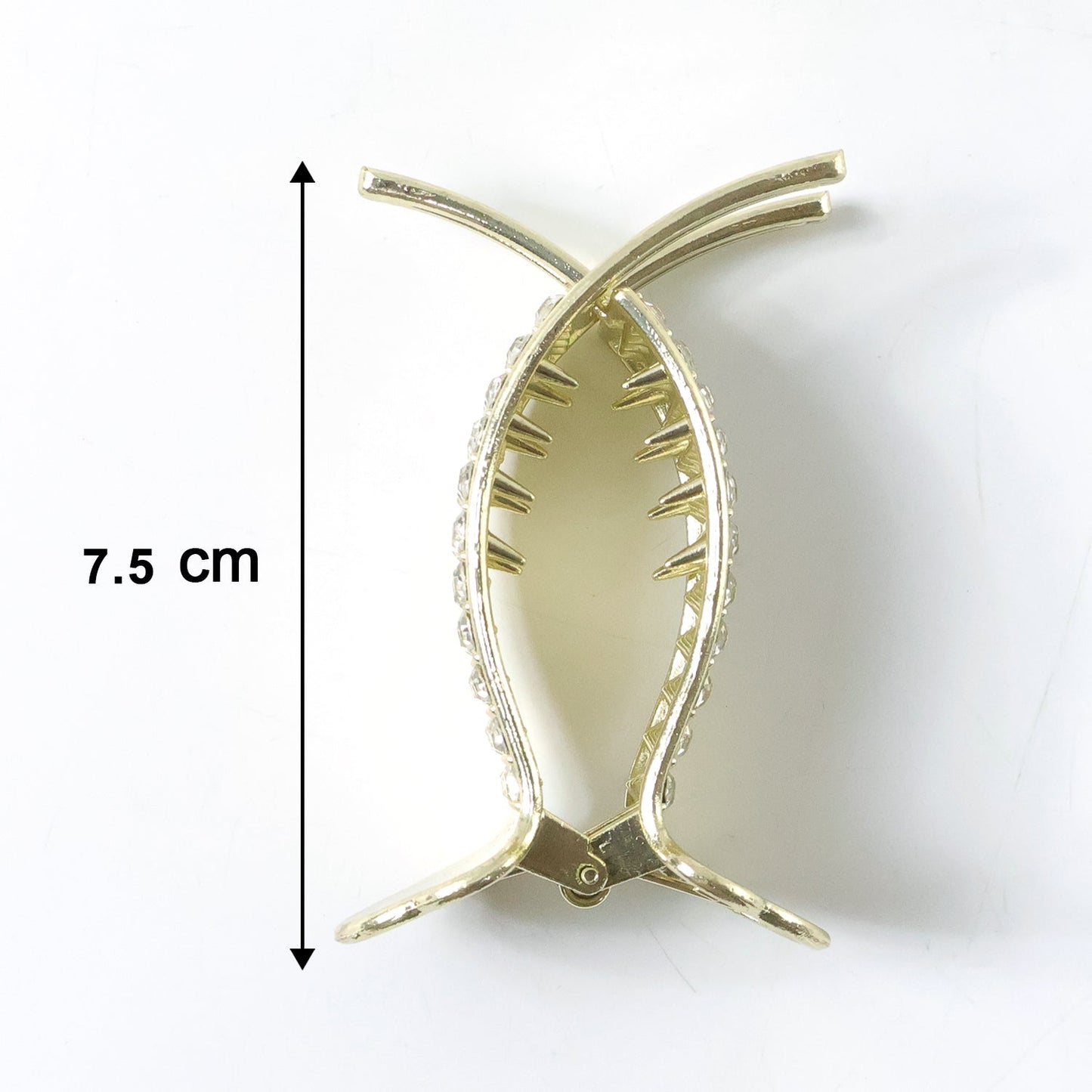 Side view of premium crystal studded hair claw clip