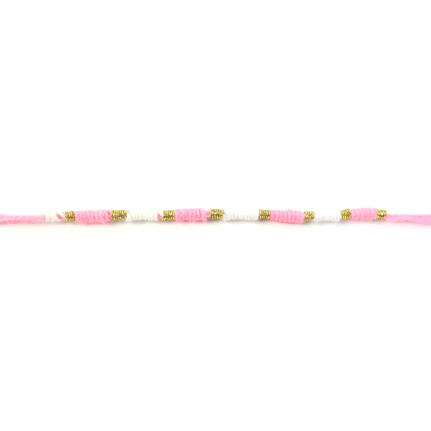 Pink & White Thread Rakhi with packaging