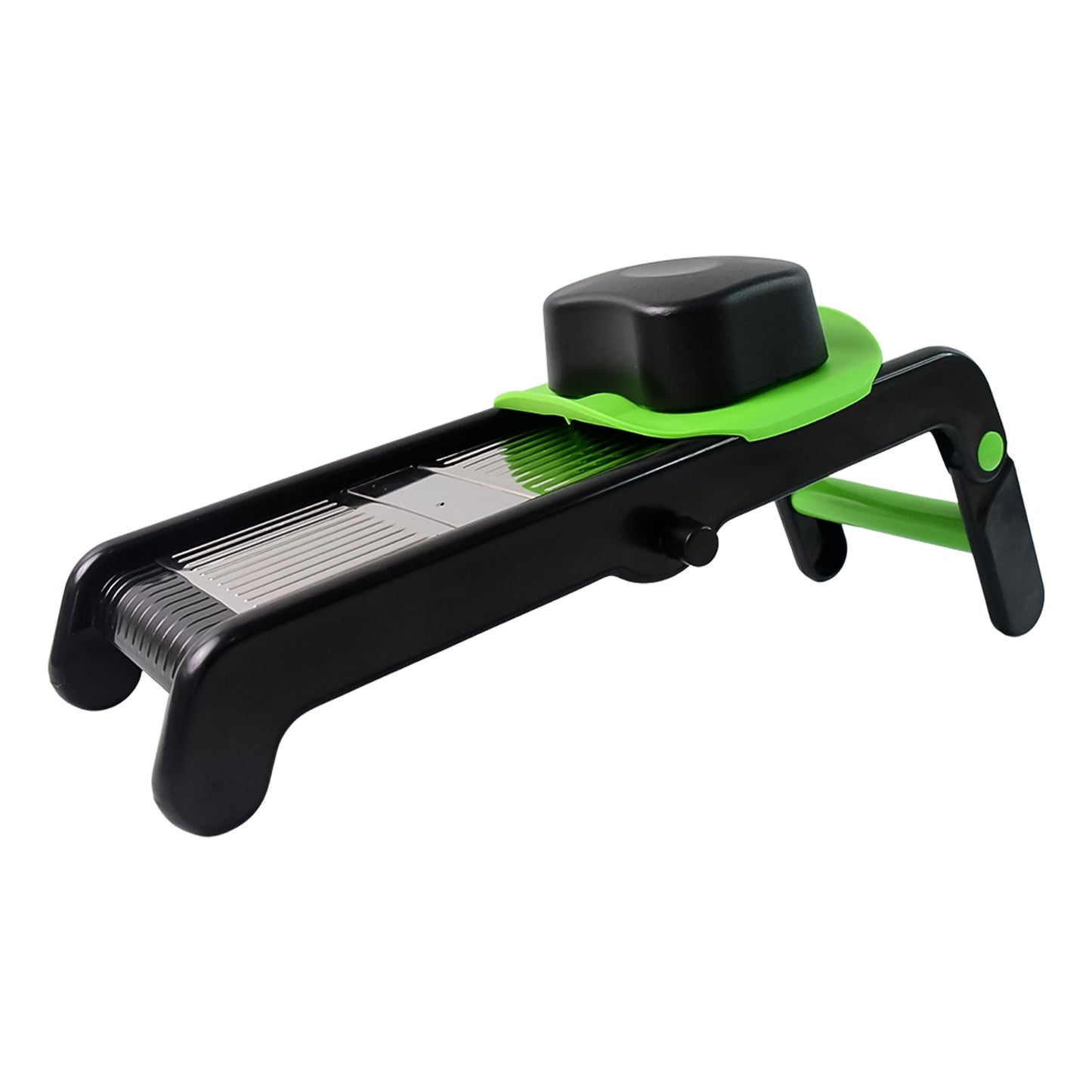 Adjustable thickness blades on stainless steel vegetable slicer for kitchen use
