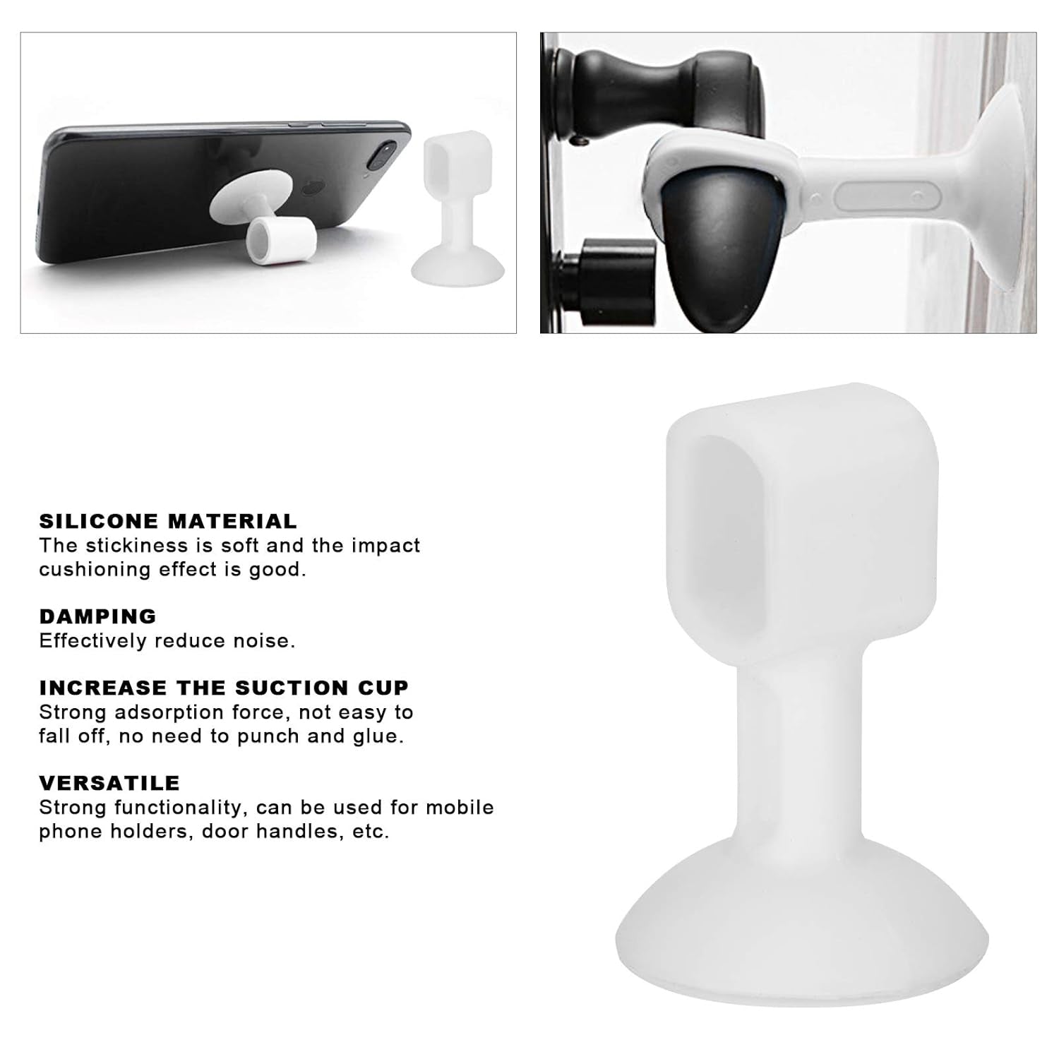 Durable silicone door stopper placed behind door lever to keep door open