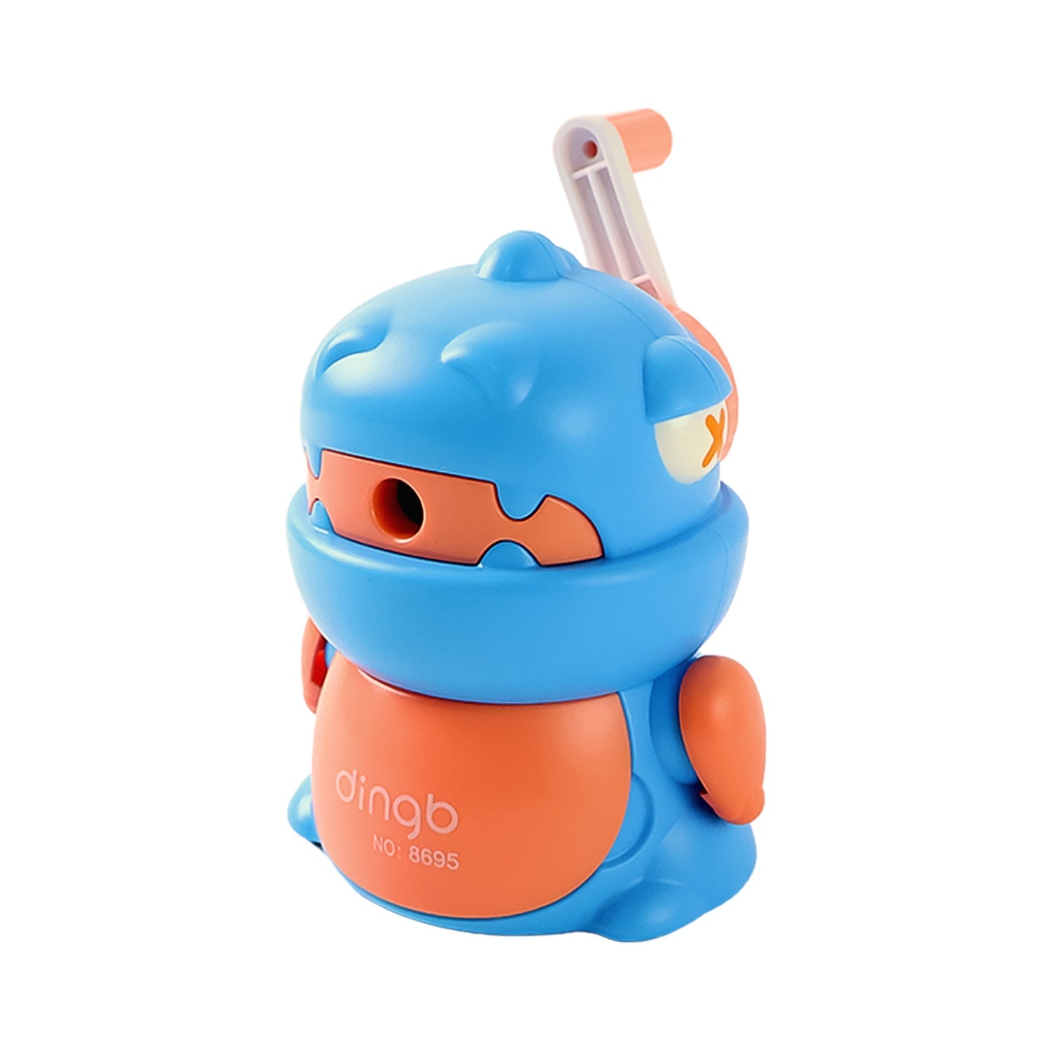 A child happily using the Writezo teddy pencil sharpener, making learning fun.