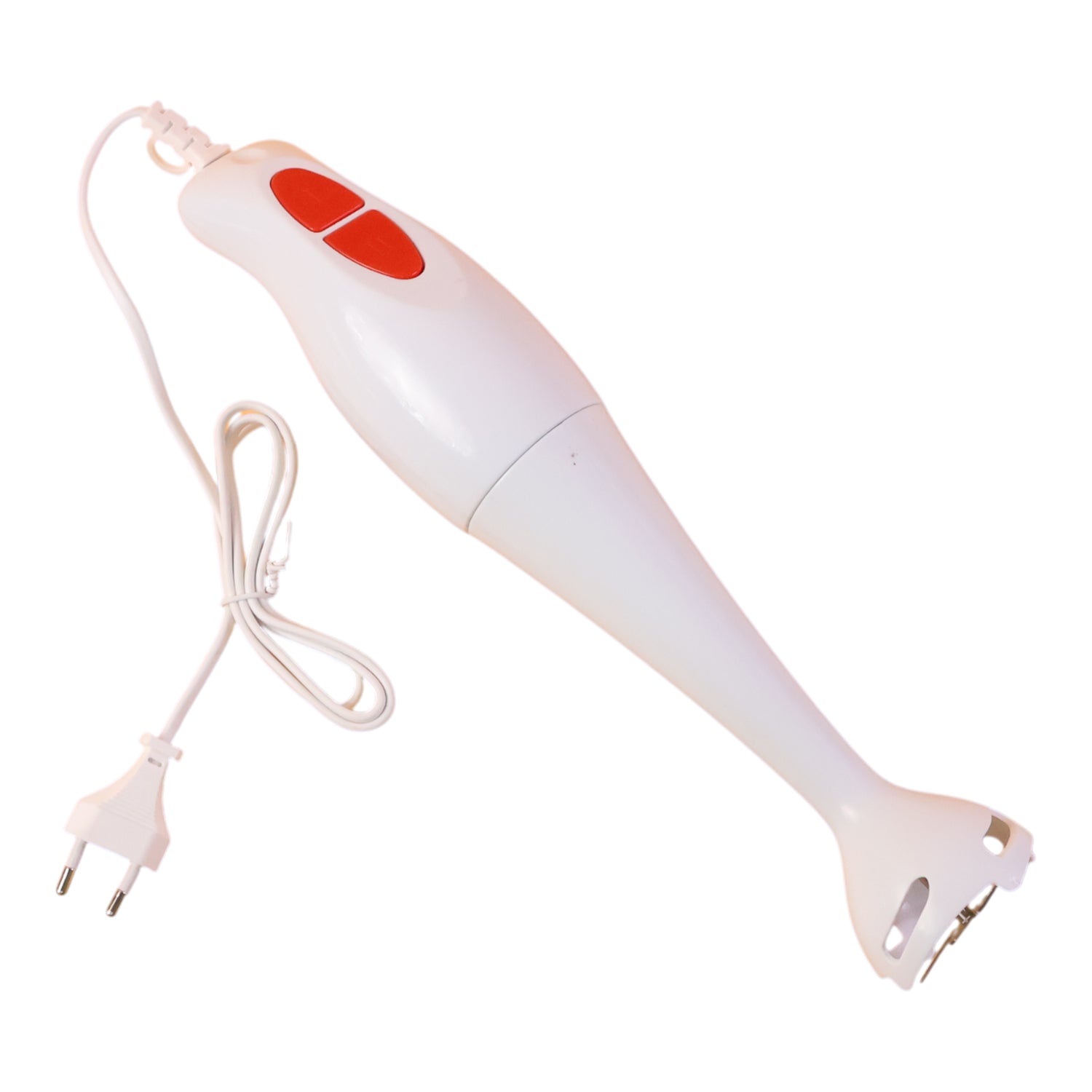 Electric hand blender stick blending hot soup in pot