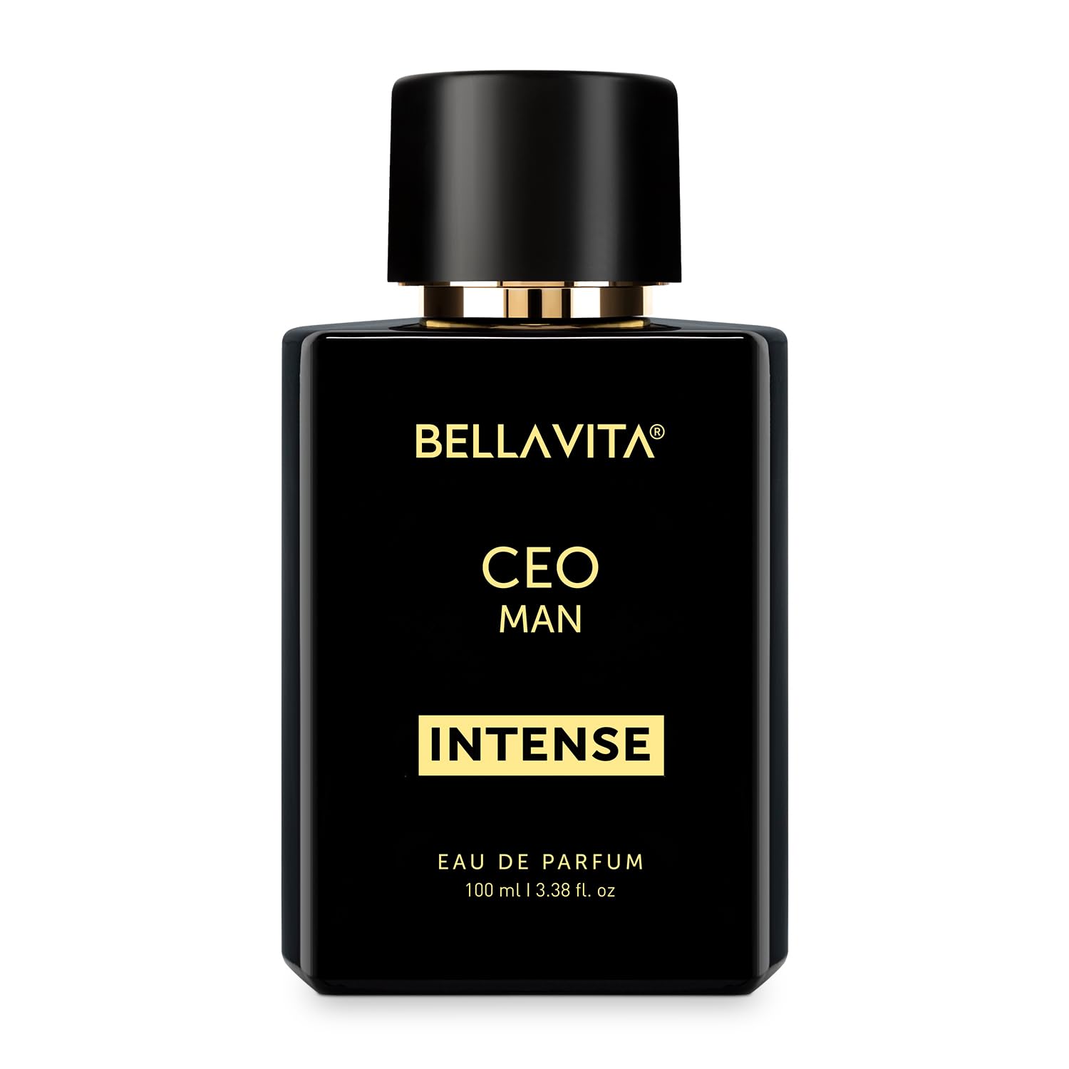 Masculine fragrance spray bottle with sleek matte black design