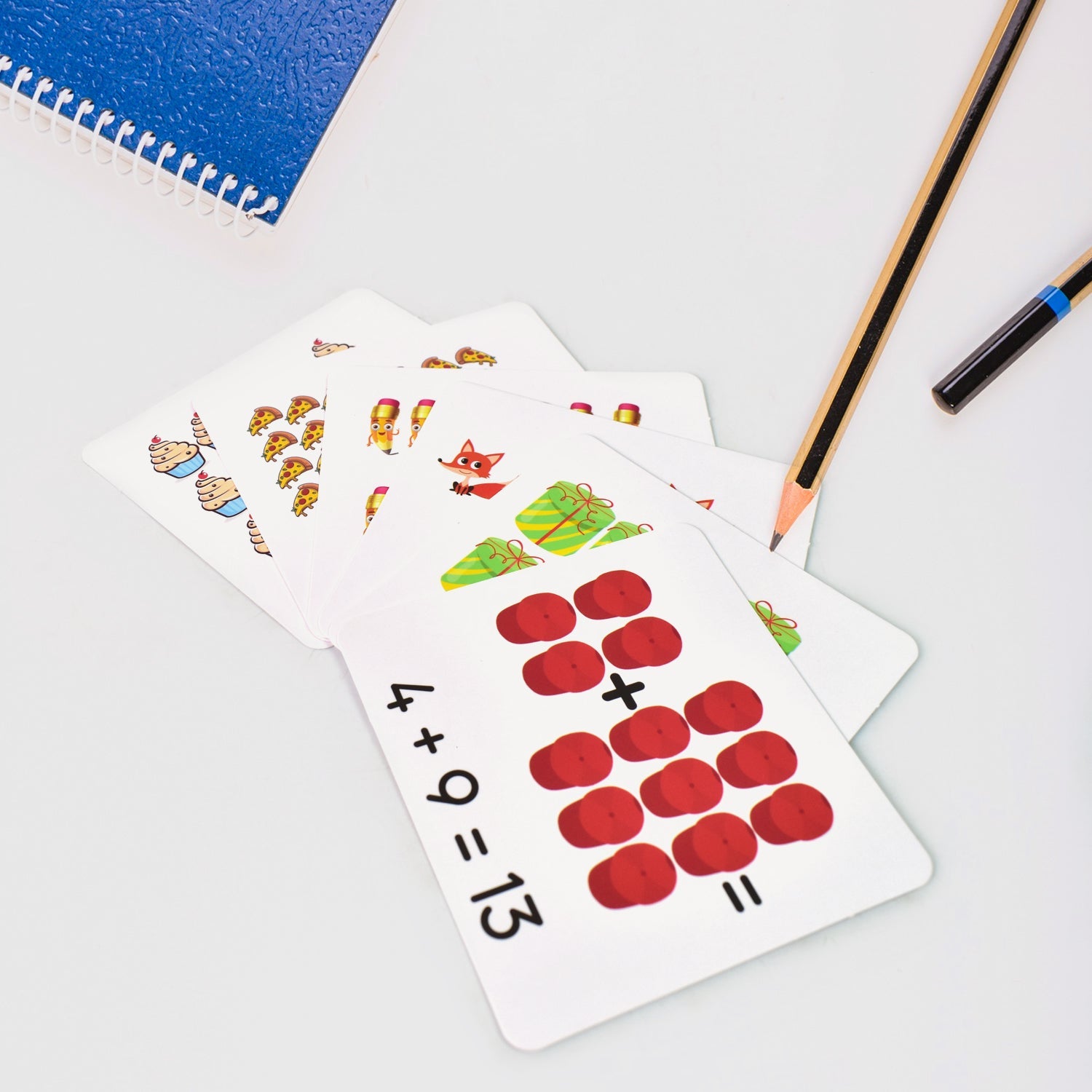 Individual wooden math learning blocks, perfect for hands-on counting and calculations.